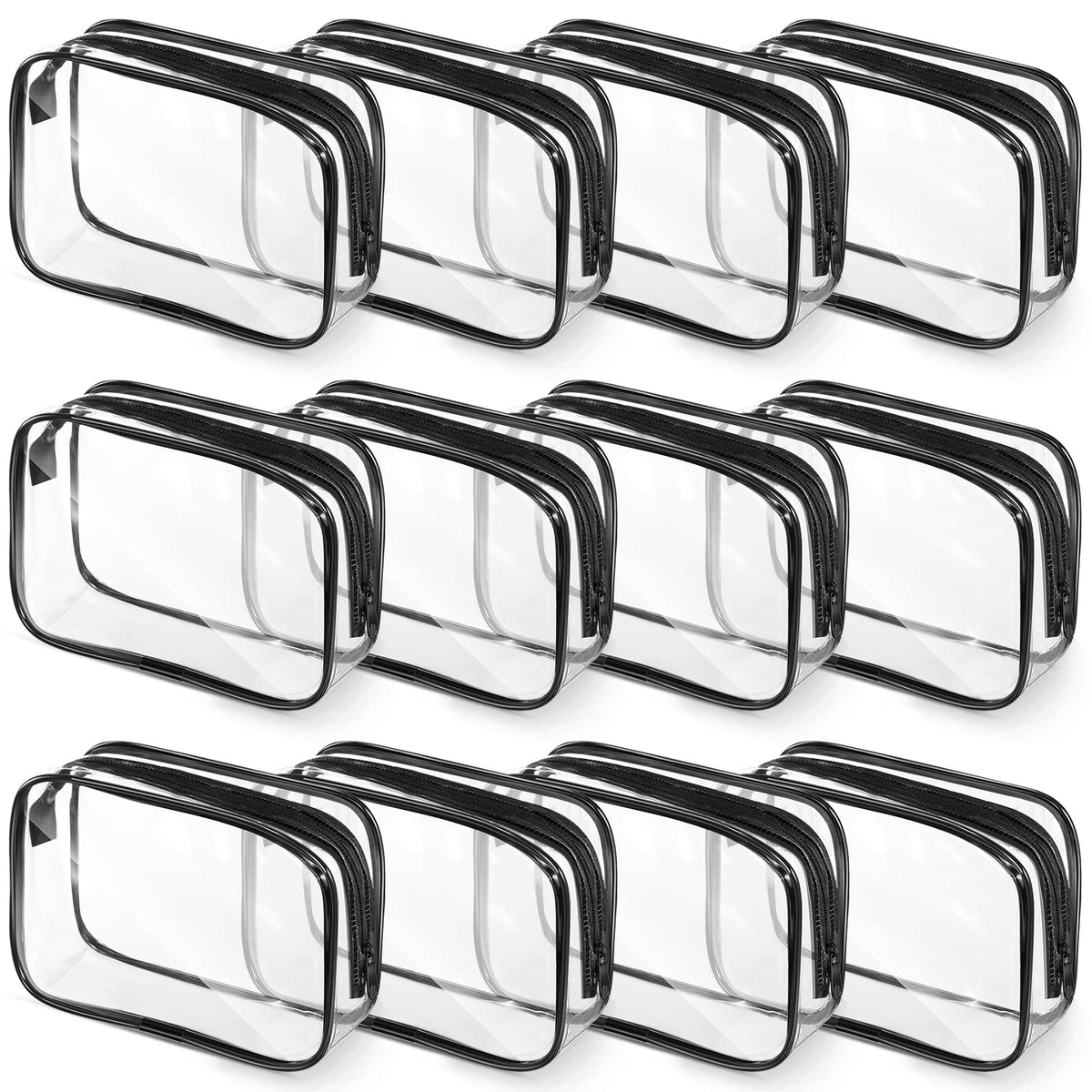 Weewooday 12 Pcs Clear Cosmetic Bags PVC Zipper,None