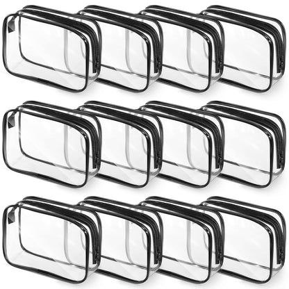 Weewooday 12 Pcs Clear Cosmetic Bags PVC Zipper,None
