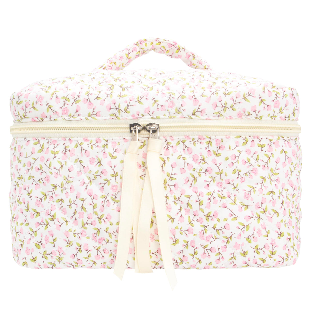 Quilted Makeup Bag for Women, Travel Cosmetic&Toiletry Bag,Gauze Heart