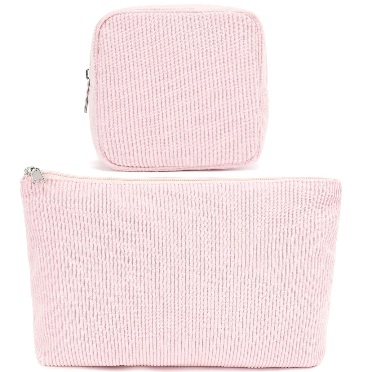 Fammart Checkered Makeup Bag, Corduroy Travel Cosmetic Bag Organizer Toiletry Bag Make Up Bags with Zipper & Compartments for Women Girls