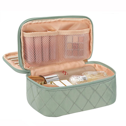 Relavel Travel Makeup Bag, Small Floral Cosmetic Bag with Handle for Trip