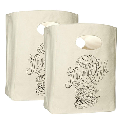 Organic Cotton Canvas Lunch Bag - Eco Friendly & Machine Washable | Perfect for Men, Women & Kids | Reusable Lunch Tote for Work, School - Easy to Clean Water Resistant Interior Liner (1 Bag - White)