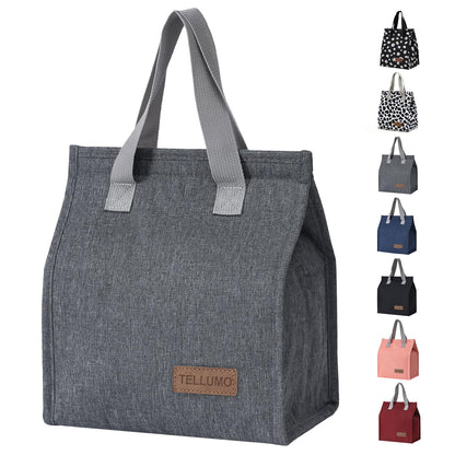 TELLUMO Insulated Lunch Bag for Men Women, Large Reusable Leakproof Lunch Box Container, Small Portable Thermal Snack Bag, Reusable Travel Office Work Beach Cooler Tote Bag for Adults, Grey