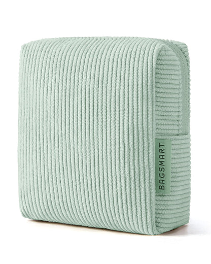BAGSMART Corduroy Makeup Bag Set, Large & Small Cosmetic Pouch