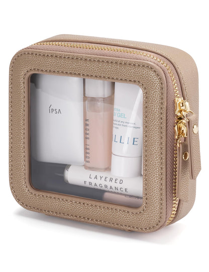 Popvibe Clear Makeup Case White Toiletry Bag Travel Large Clear Cosmetic Bag with Zipper, Big Make Up Bag Organizer Women Traveling TSA Approved Transparent Bag Car for Essentials