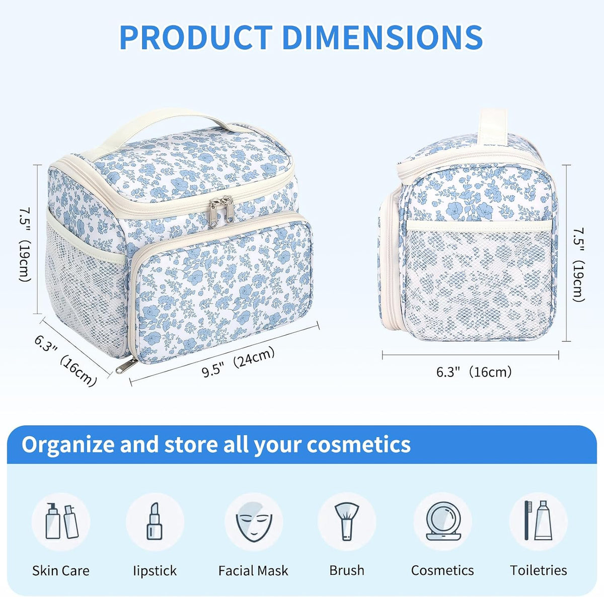 Makeup Bag for Women, Travel Makeup Case Organizer, Large Cosmetic Storage