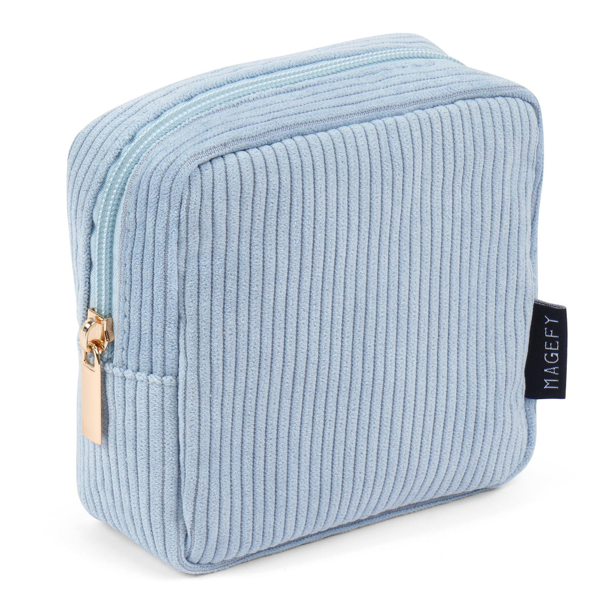 MAGEFY Small Makeup Bag for Purse Mini Cosmetics Bag Corduroy Cute Cosmetic Pouch for Women with Slip-in Pockets