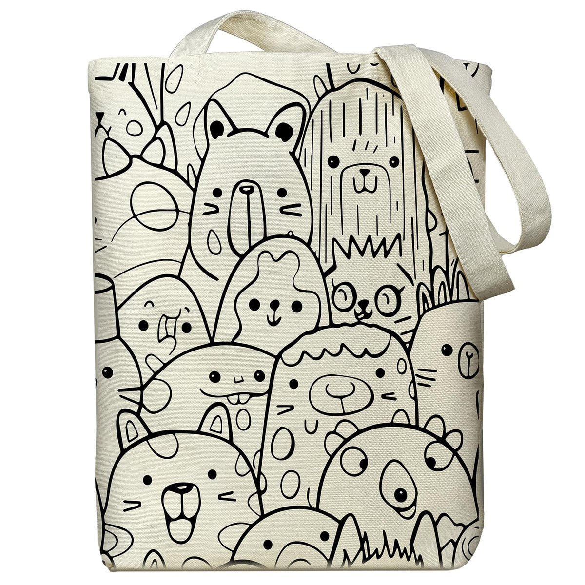 itgowisa Canvas Tote Bag with Zipper Pocket, Reusable Grocery Bag for Daily