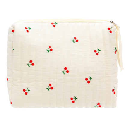 Quilted Makeup Bag for Women, Travel Cosmetic&Toiletry Bag,Gauze Heart