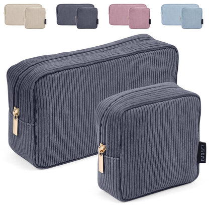 MAGEFY Small Makeup Bag for Purse Mini Cosmetics Bag Corduroy Cute Cosmetic Pouch for Women with Slip-in Pockets