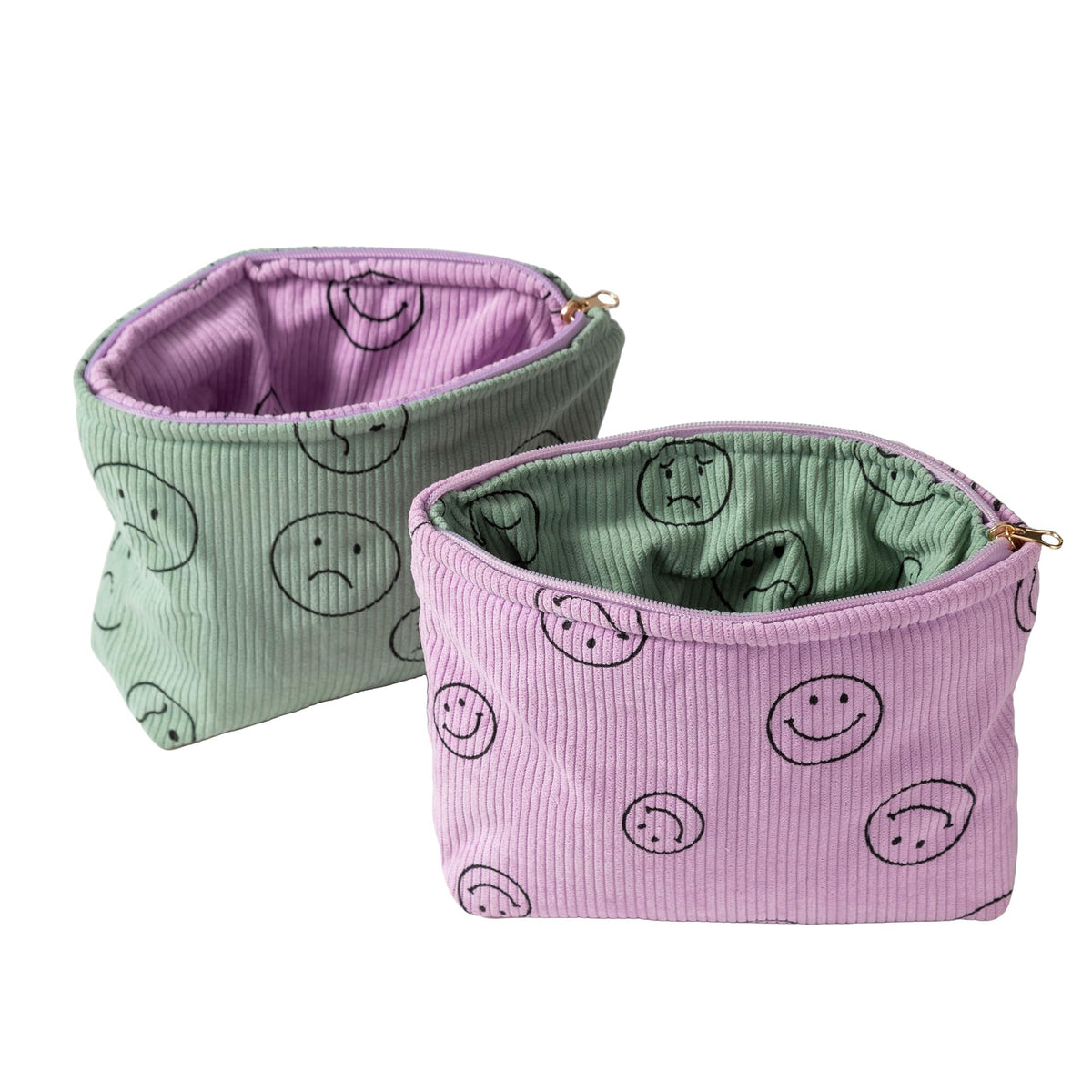 Cosmetic Bags for Women - Corduroy Cosmetic Bag Aesthetic Women Handbags Purses Smile Dots Makeup Organizer Storage Makeup Bag Girls Case Bags (A-Beige)