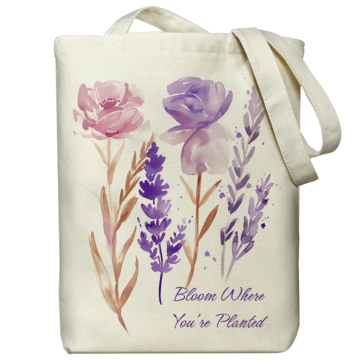itgowisa Canvas Tote Bag with Zipper Pocket, Reusable Grocery Bag for Daily