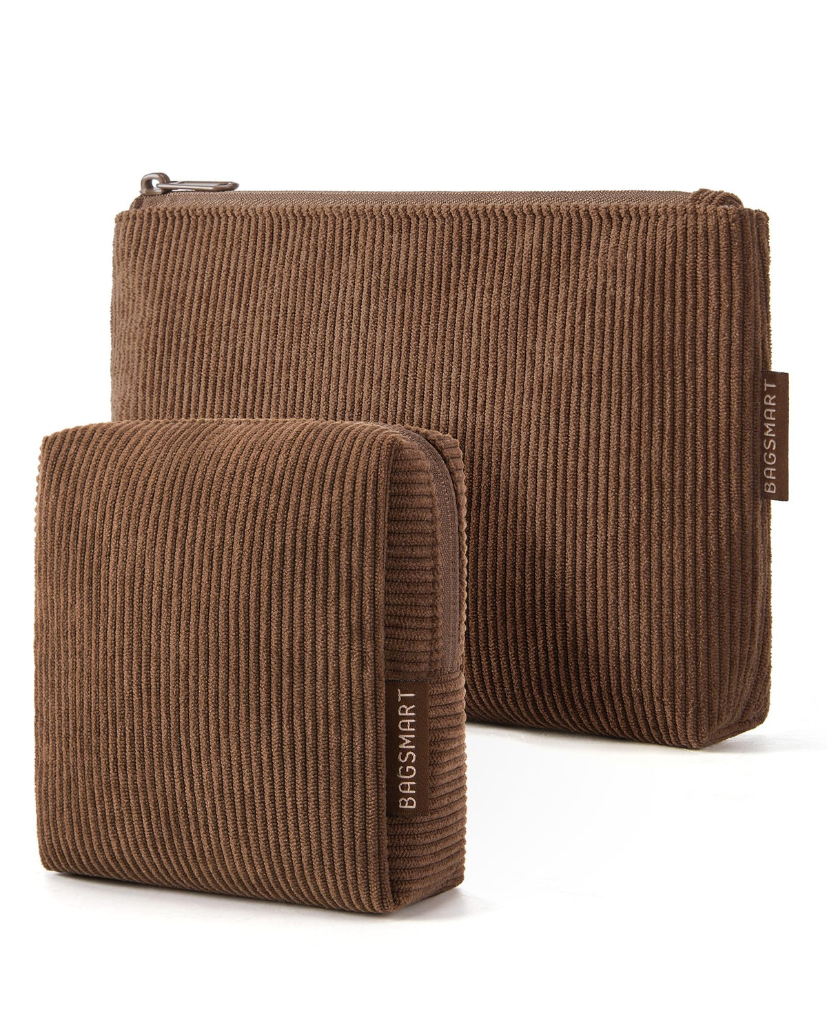 BAGSMART Corduroy Makeup Bag Set, Large & Small Cosmetic Pouch