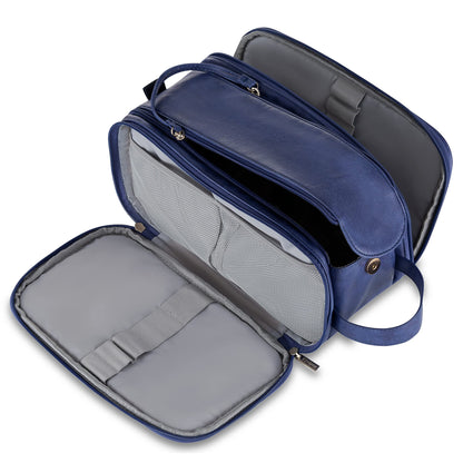 Elviros Travel Toiletry Bag for Men PU Leather Dopp Kit (Small, Brown)