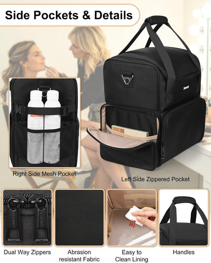 Relavel Large Makeup Bag with 4 Clear Bags, Professional Makeup Artist Bag