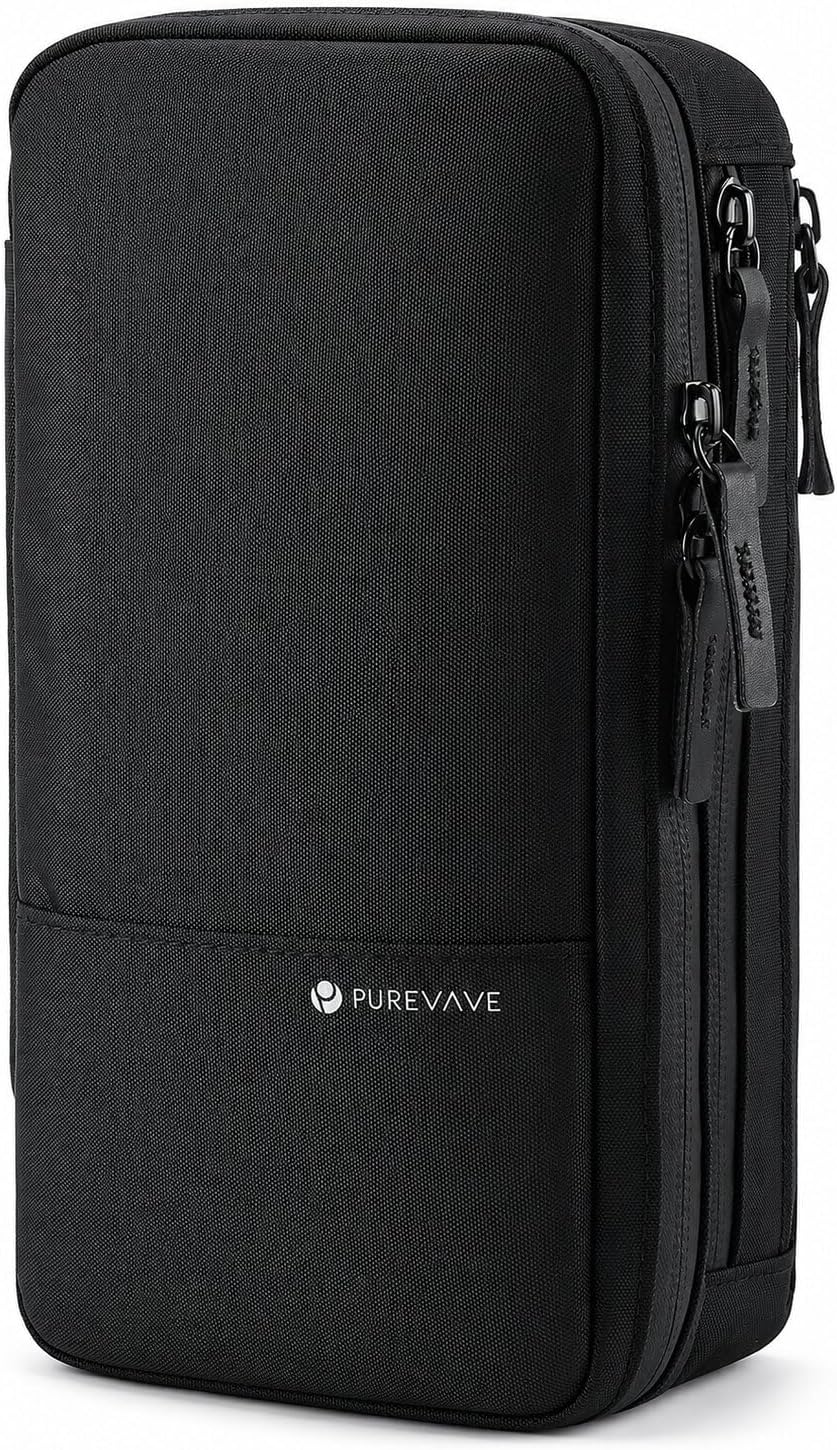 Purevave Compact Mens Toiletry Travel Bag Hanging, Mens Dopp Kit for Travel Waterproof, Wash Pouch Black