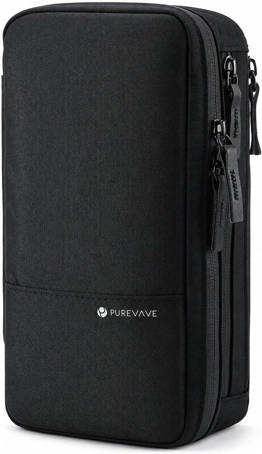 Purevave Compact Mens Toiletry Travel Bag Hanging, Mens Dopp Kit for Travel Waterproof, Wash Pouch Black