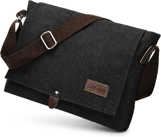 Men's Canvas Messenger Bag, Compact Satchel for Work