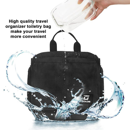 Goloni Hanging Toiletry Bag for Men Women, Water-Resistant Organizer,Black