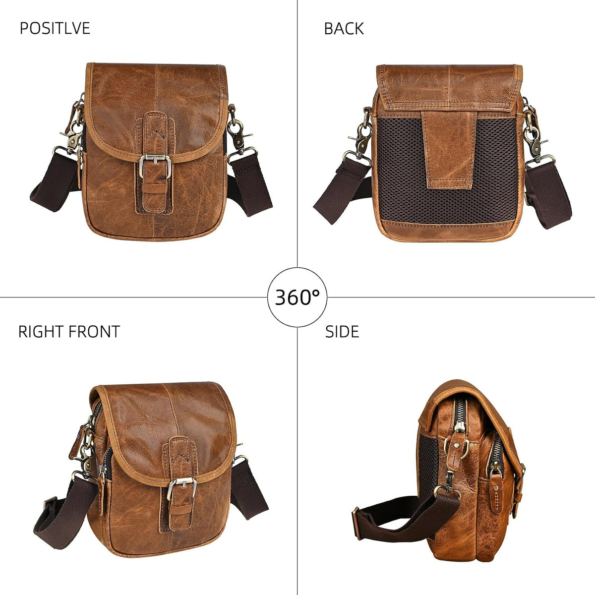 Water Resistant Canvas + Leather Hiking Riding Travel Fanny Waist Pack Small Phone Pouch For Men Women FB811-29 (1168 Brown)