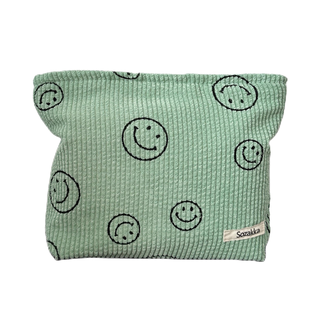 Cosmetic Bags for Women - Corduroy Cosmetic Bag Aesthetic Women Handbags Purses Smile Dots Makeup Organizer Storage Makeup Bag Girls Case Bags (A-Beige)