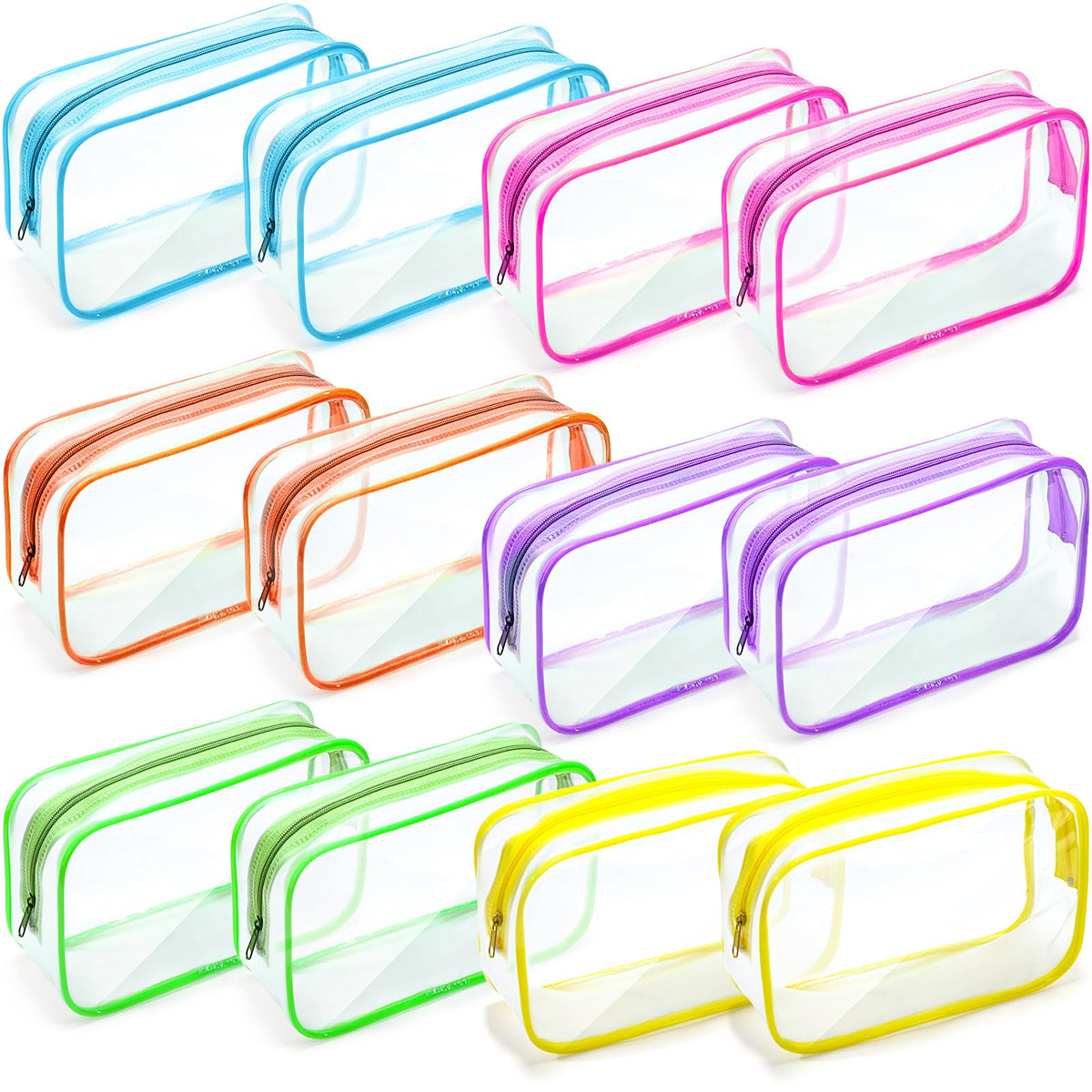 Weewooday 12 Pcs Clear Cosmetic Bags PVC Zipper,None