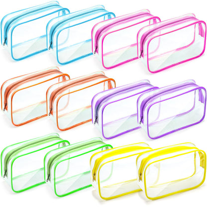 Weewooday 12 Pcs Clear Cosmetic Bags PVC Zipper,None