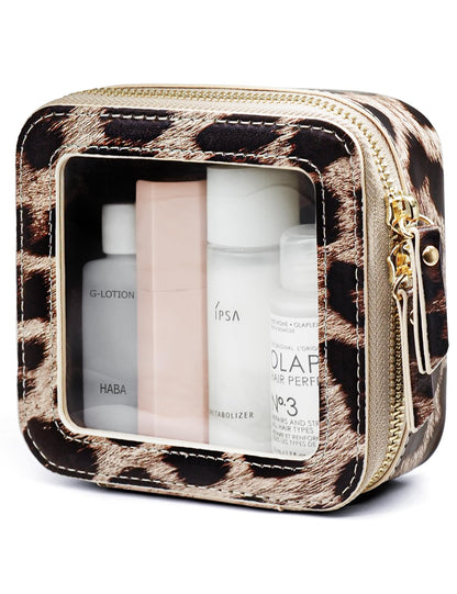 Popvibe Clear Makeup Case White Toiletry Bag Travel Large Clear Cosmetic Bag with Zipper, Big Make Up Bag Organizer Women Traveling TSA Approved Transparent Bag Car for Essentials