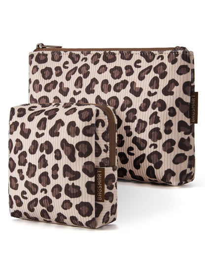 BAGSMART Small Corduroy Makeup Bag, Cosmetic Pouch for Women with Pocket