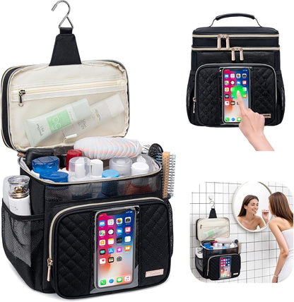 Tealari Large Toiletry Bag for Women Men,Bathroom Bag,Water Resistant Shower Bag,Makeup Bag,Portable Shower Caddy for College Dorm,Hanging Travel Toiletry Bag with Transparent Waterproof Phone Pocket
