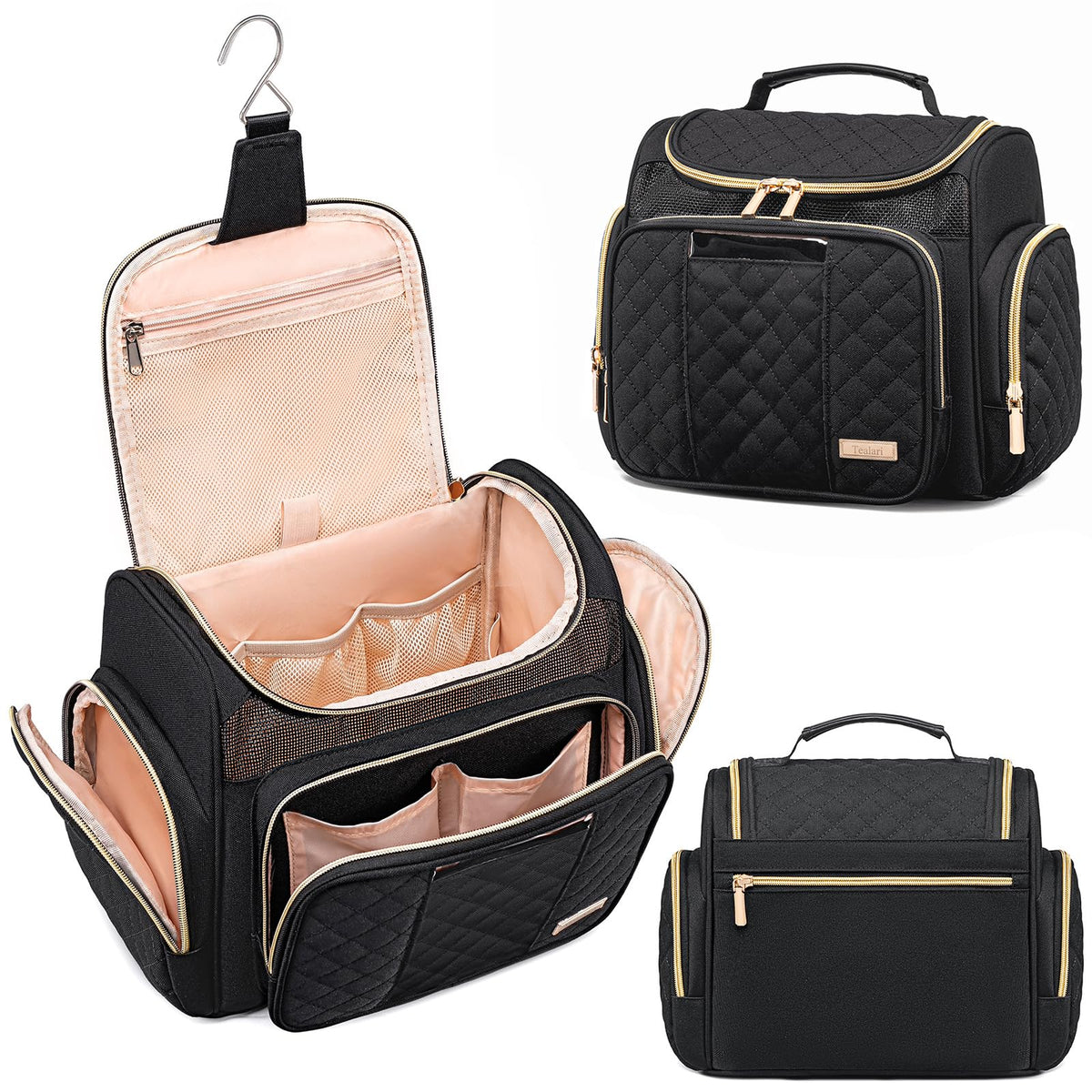 Tealari Large Toiletry Bag for Women Men,Bathroom Bag,Water Resistant Shower Bag,Makeup Bag,Portable Shower Caddy for College Dorm,Hanging Travel Toiletry Bag with Transparent Waterproof Phone Pocket