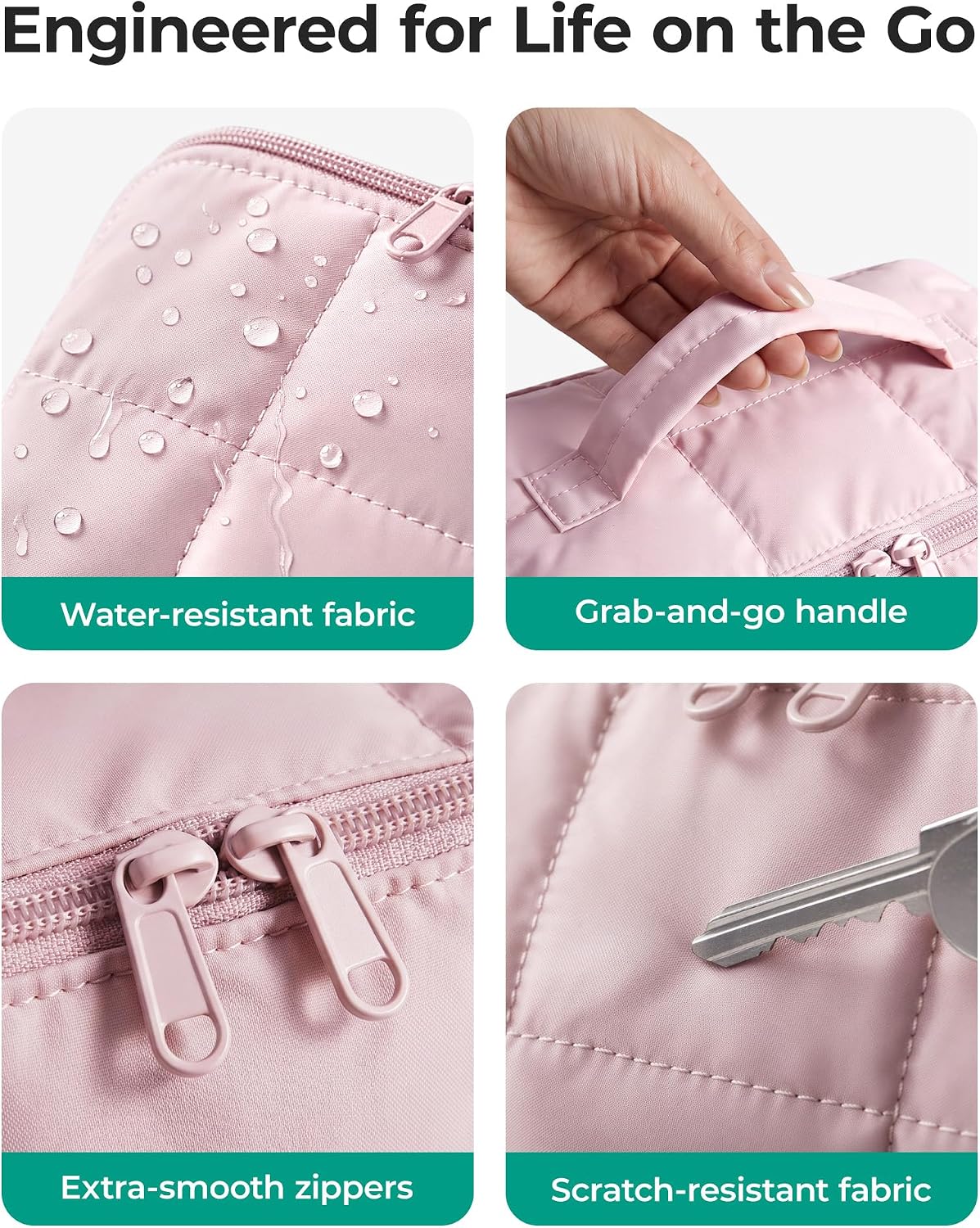BAGSMART Easy-Access Makeup Bag, Water-Resistant Travel Toiletry Organizer