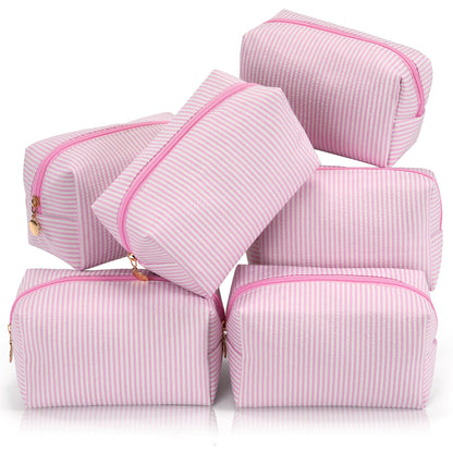 Makeup Bag Travel Toiletry Bag for Women, Small Cosmetic Bags Cute Quilted Cotton Makeup Pouch for Purse Emergency Bag Pencil Case Accessory Bag, Pastel Pink