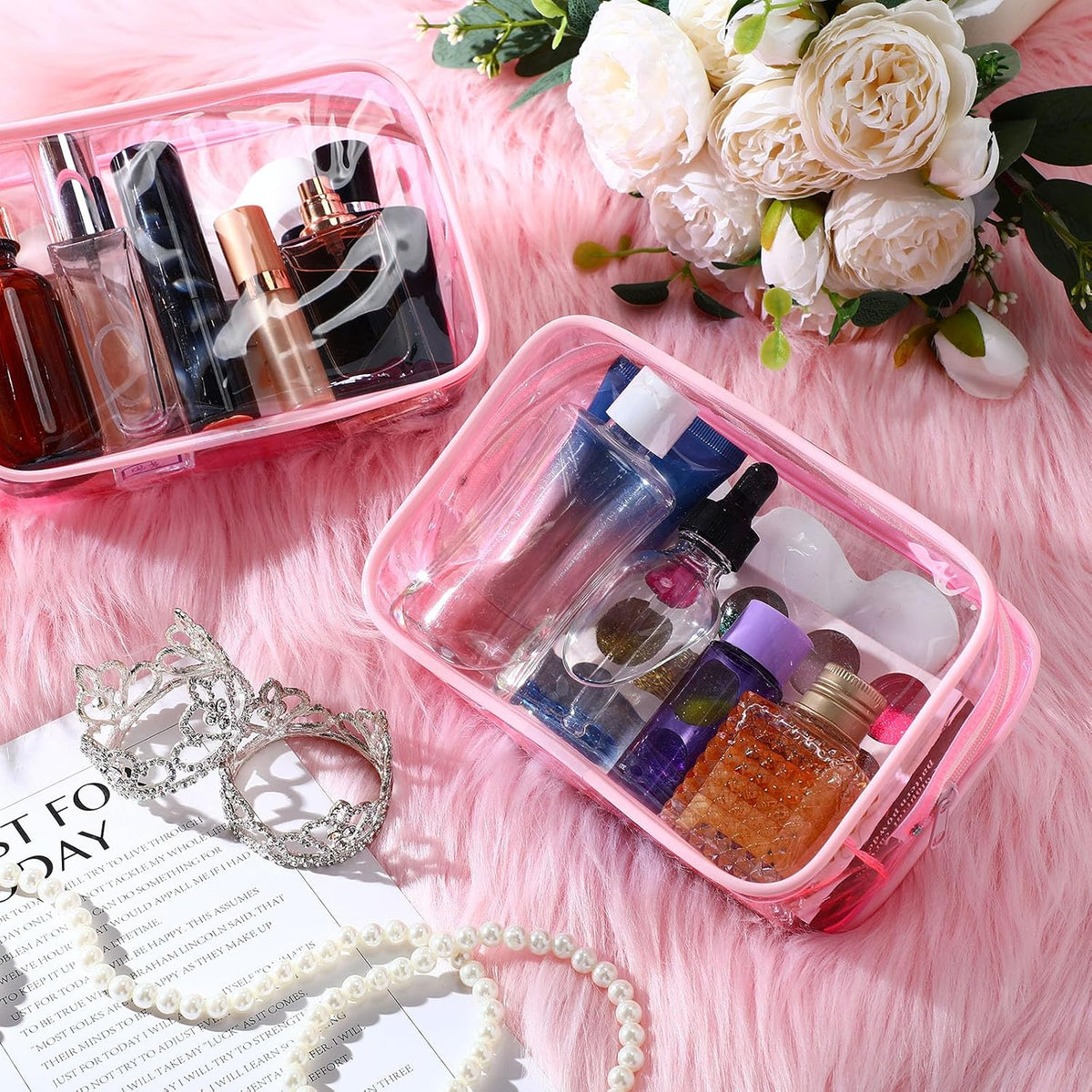 Weewooday 12 Pcs Clear Cosmetic Bags PVC Zipper,None