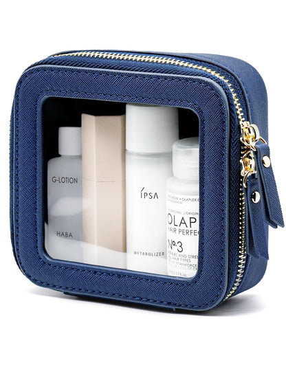 Popvibe Clear Makeup Case White Toiletry Bag Travel Large Clear Cosmetic Bag with Zipper, Big Make Up Bag Organizer Women Traveling TSA Approved Transparent Bag Car for Essentials