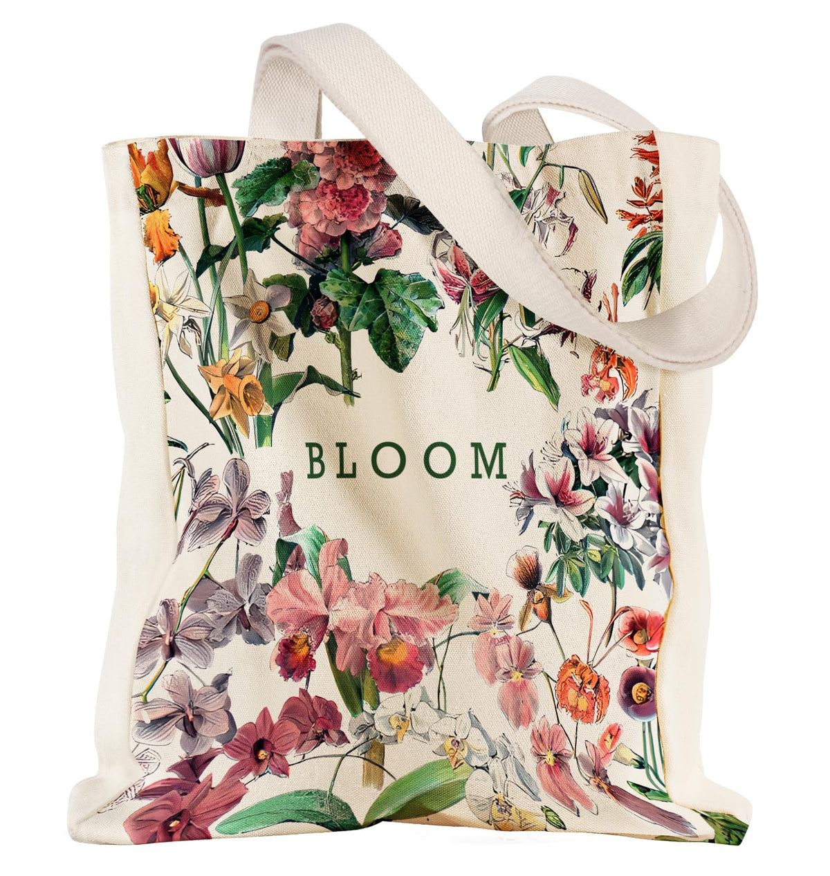 Miss Adola Aesthetic Heavy Canvas Tote Bag with Pocket for Women, Cloth Gusseted Totes Bag with Pattern for Shopping