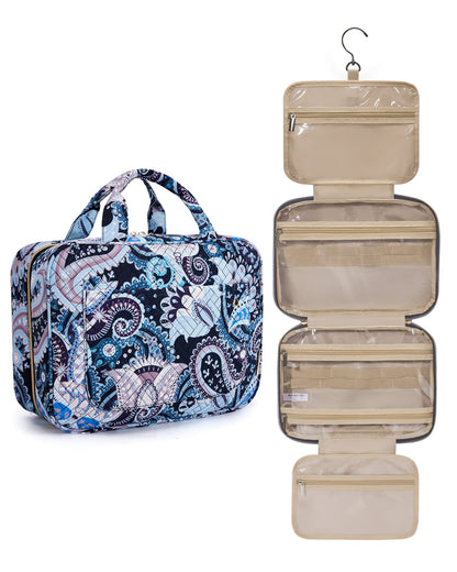 BAGSMART Toiletry Bag Travel Bag with hanging hook, Water-resistant Makeup Cosmetic Bag Travel Organizer for Accessories, Shampoo, Full Sized Container, Toiletries, Smokey Blue