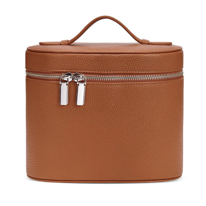 Cosmetic Case, Leather Makeup Bag, Portable Handheld Makeup Case, Detachable Compartments
