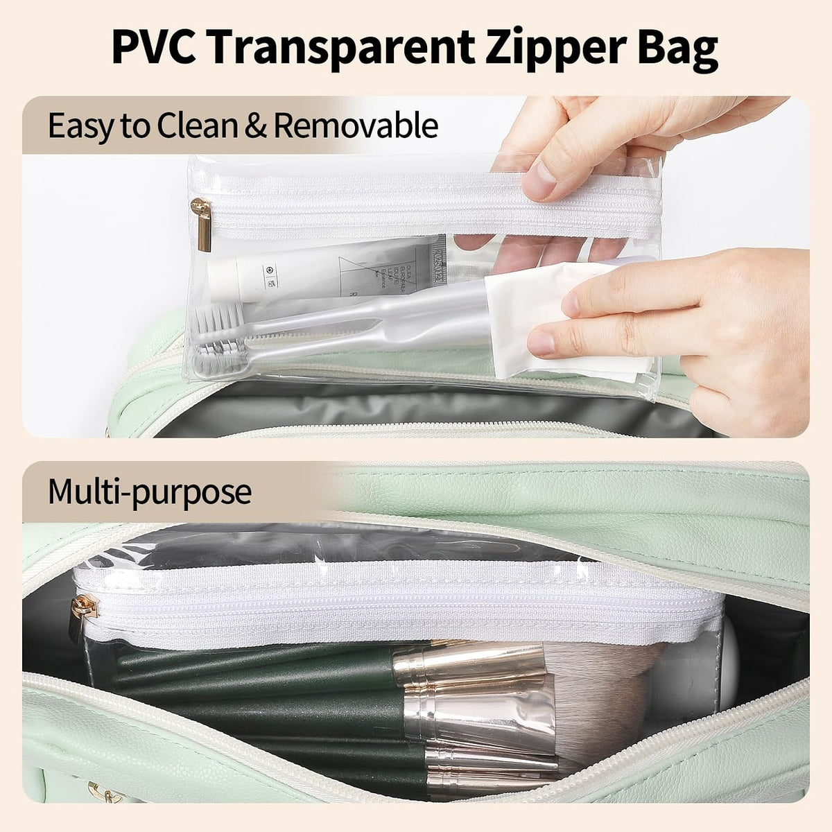 Genuine Leather Travel Toiletry Bag for Men Women, Cosmetic Makeup Bag Organizer Shaving Dopp Kit Travel Essential