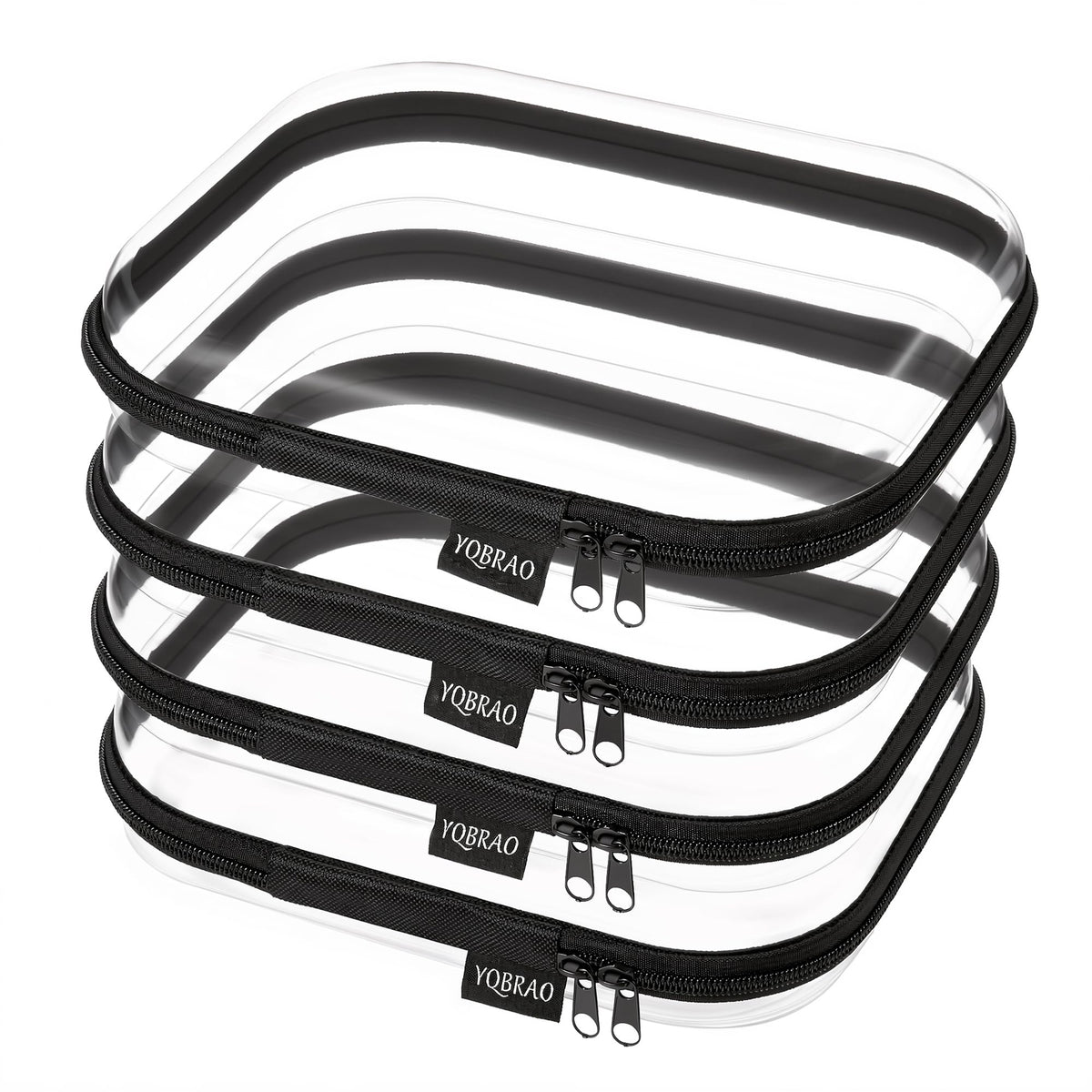 YQBRAO Clear Hard Shell Zipper Cases, 3 Large Travel Organizers, White
