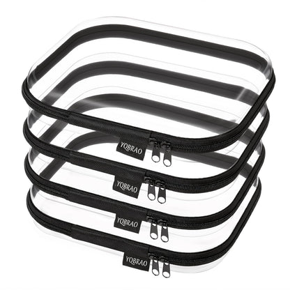 YQBRAO Clear Hard Shell Zipper Cases, 3 Large Travel Organizers, White