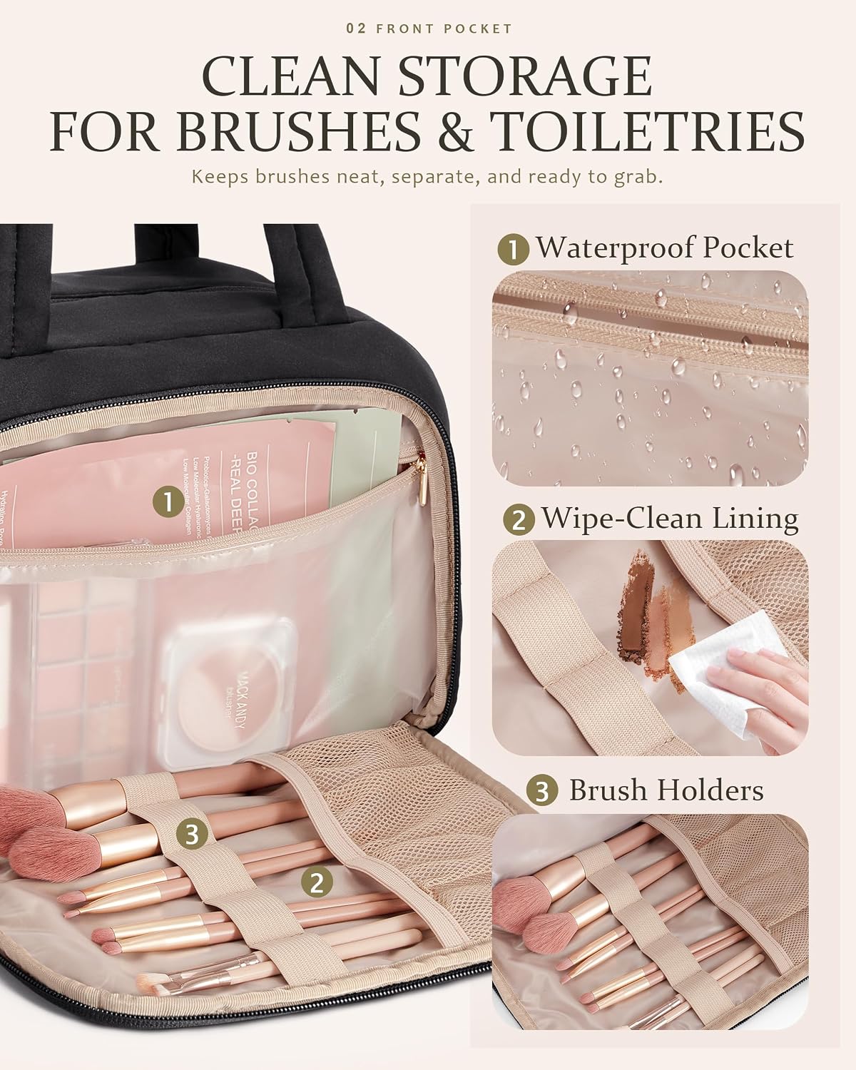 Marscamd Travel Toiletry Bag for Women, Medium Size, Puffy Makeup Organizer