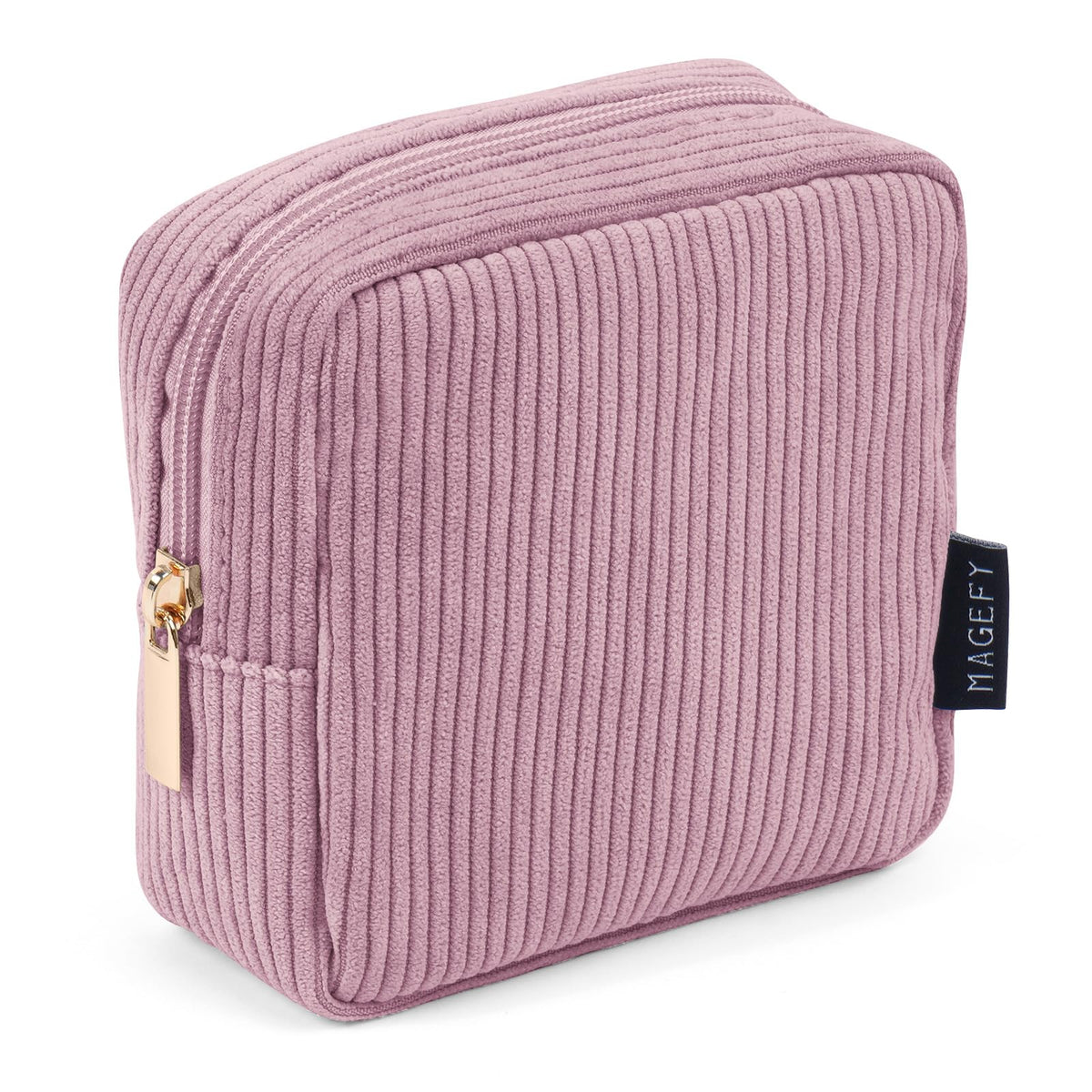 MAGEFY Small Makeup Bag for Purse Mini Cosmetics Bag Corduroy Cute Cosmetic Pouch for Women with Slip-in Pockets