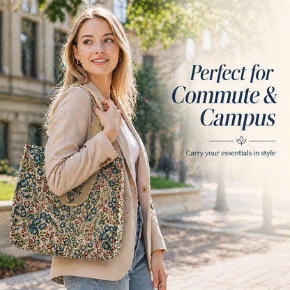 Canvas Tote Bag for Women, Floral Reusable Shoulder Bag Ladies Cute Cloths Handbags for Work Travel