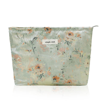 Wudygirl Makeup Bag for Women Travel Cosmetic Bag 10.5"x7.5" Beige