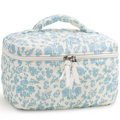 Prite Corduroy Makeup Bag Travel Toiletry Organizer for Women (Strawberry)