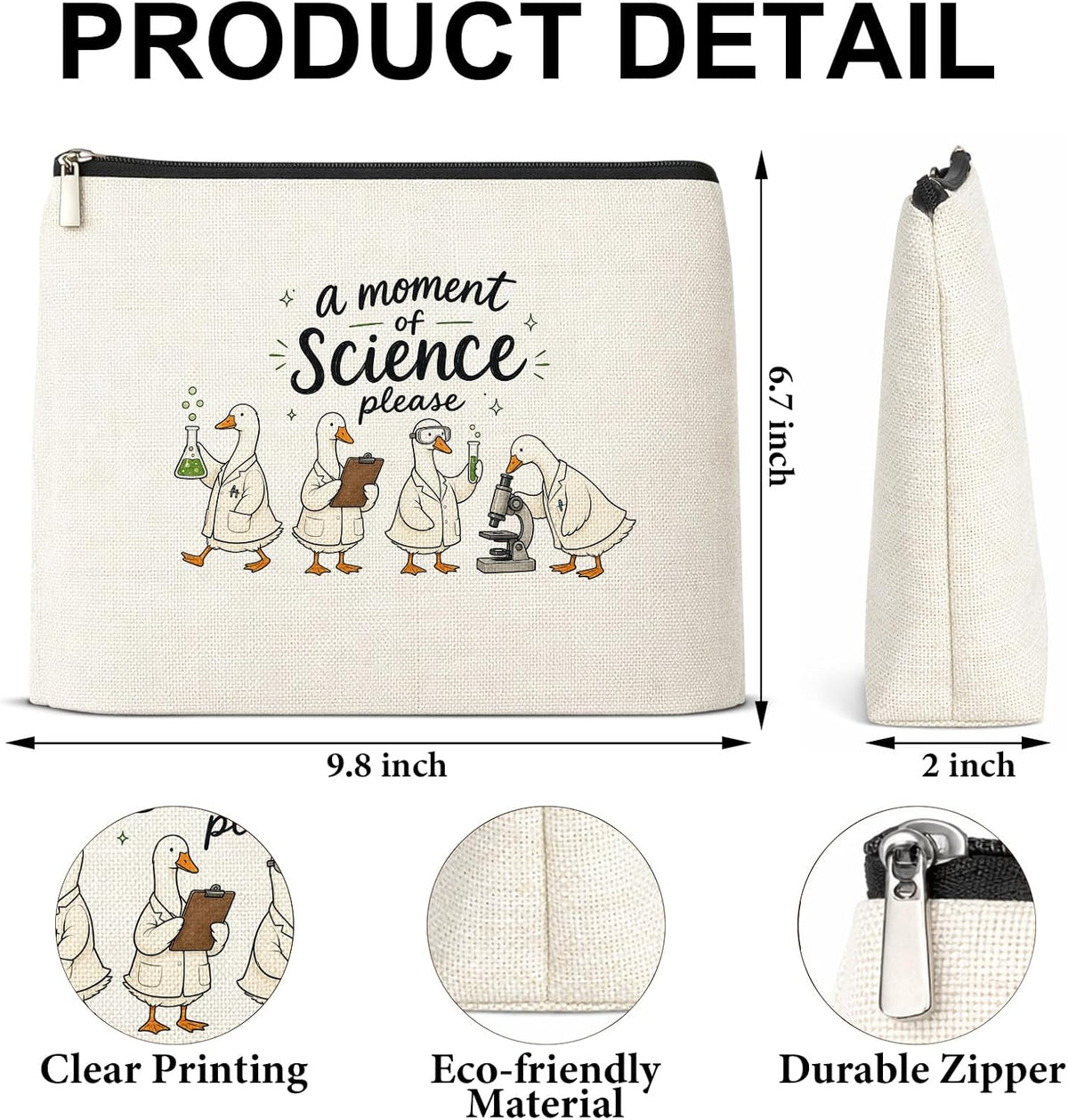 Funny Science Teacher Gifts, A Moment of Science Goose Makeup Bag