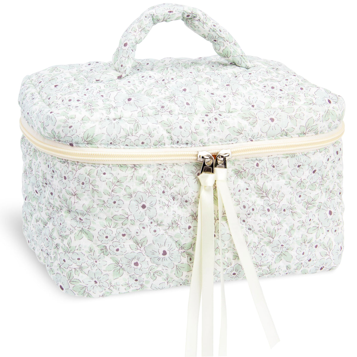 Quilted Makeup Bag for Women, Travel Cosmetic&Toiletry Bag,Gauze Heart