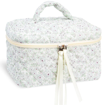 Quilted Makeup Bag for Women, Travel Cosmetic&Toiletry Bag,Gauze Heart