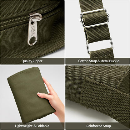 KALIDI Canvas Tote Bag Zipper Large Crossbody Shoulder Bag Messenger Bag